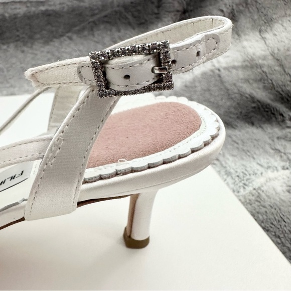 NEW! Filippa Scott Lori Wedding shoe heels 39 8.5 satin ivory crystal - Picture 7 of 10